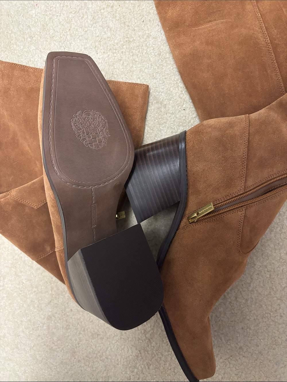 Vince Camuto Tall Brown Suede wide calf Mid-Heel Women's Boots - Picture 2 of 2